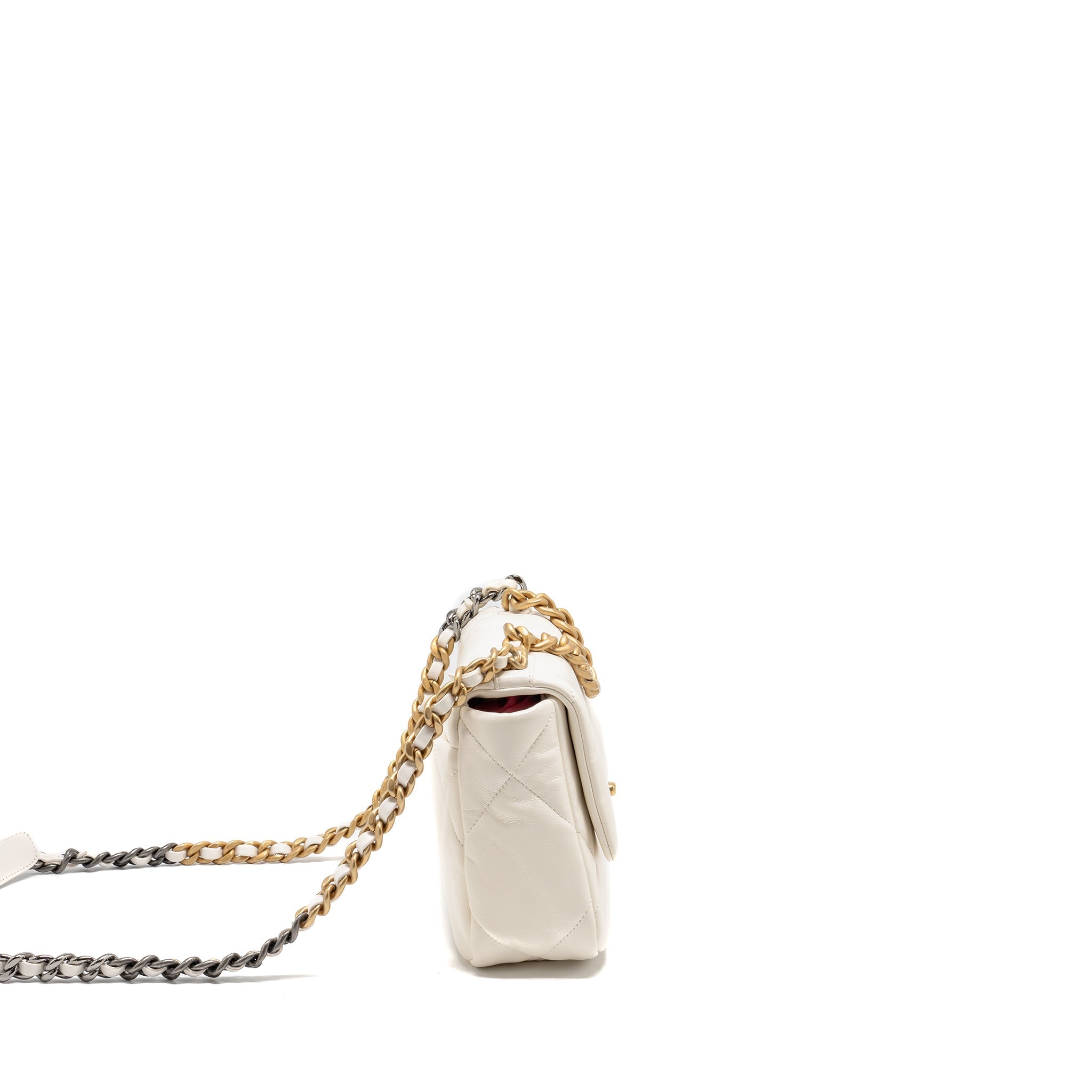 CHANEL SMALL 19 BAG LAMBSKIN WHITE MULTICOLOUR HARDWARE (MICROCHIP)