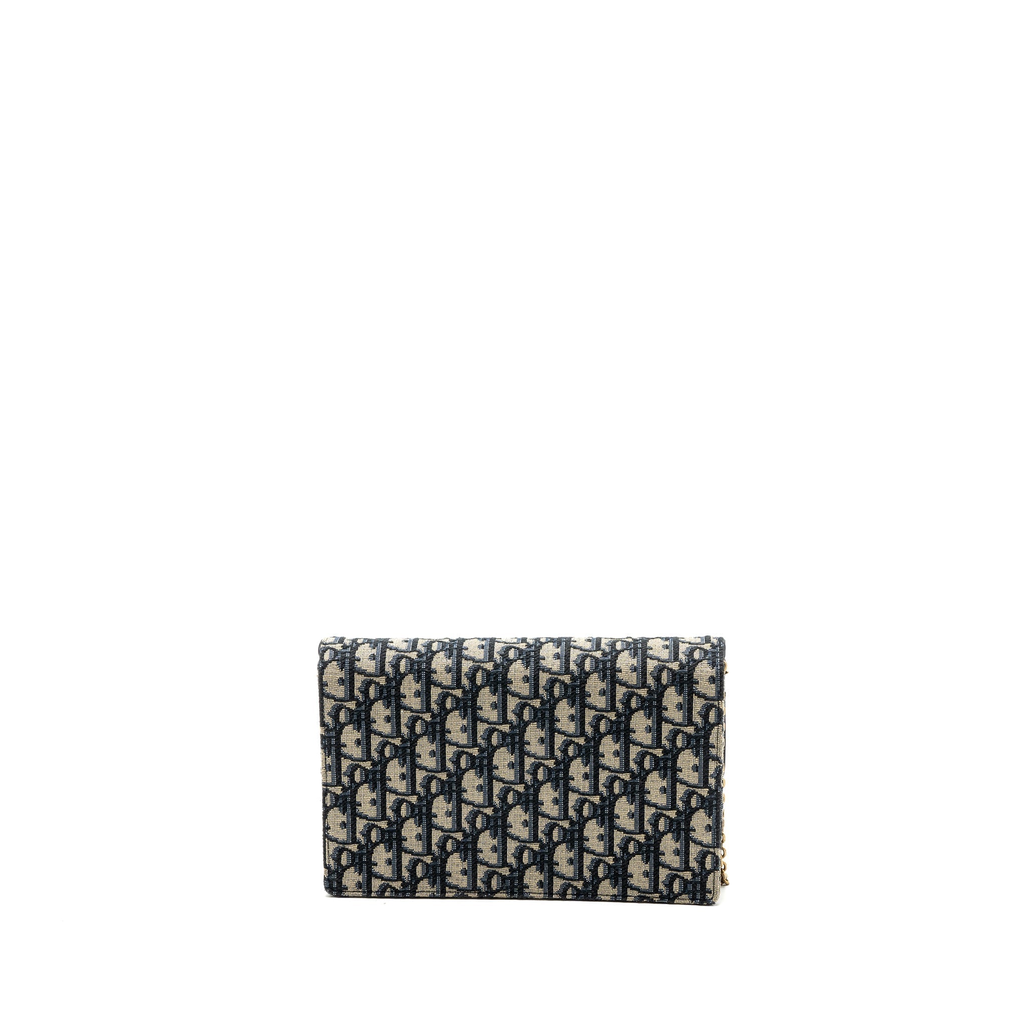 DIOR SADDLE POUCH WITH CHAIN DIOR OBLIQUE JACQUARD BLUE GHW