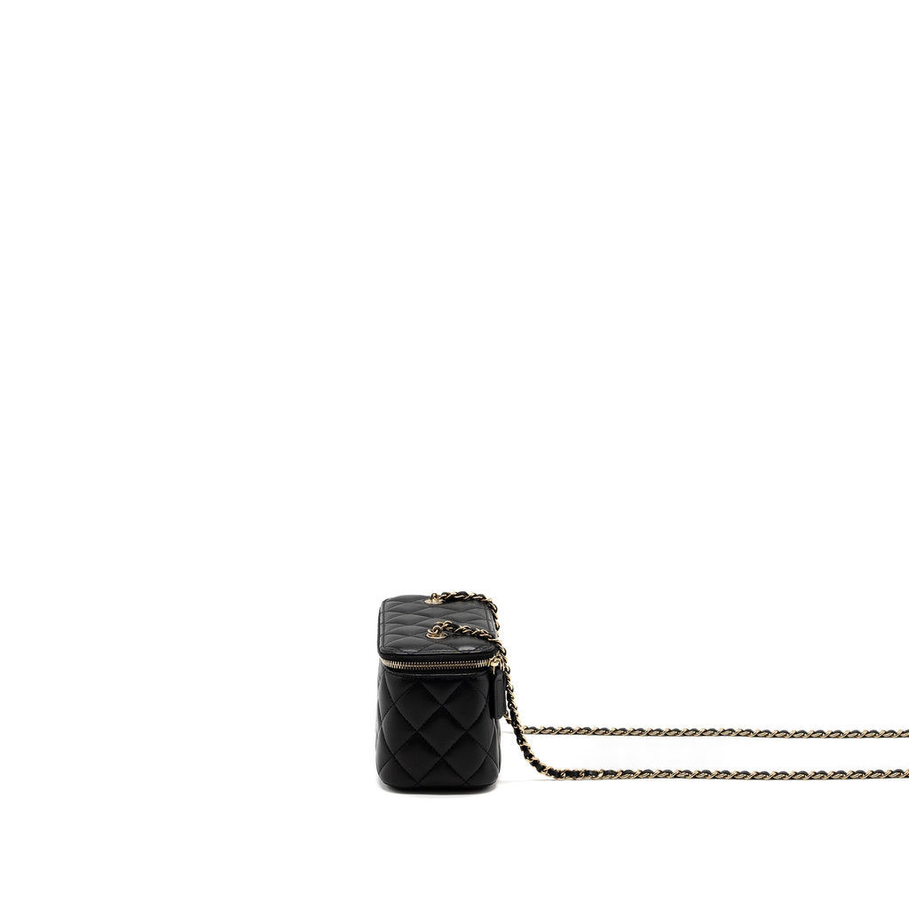 CHANEL LONG VANITY WITH CHAIN LAMBSKIN BLACK LGHW (MICROCHIP)