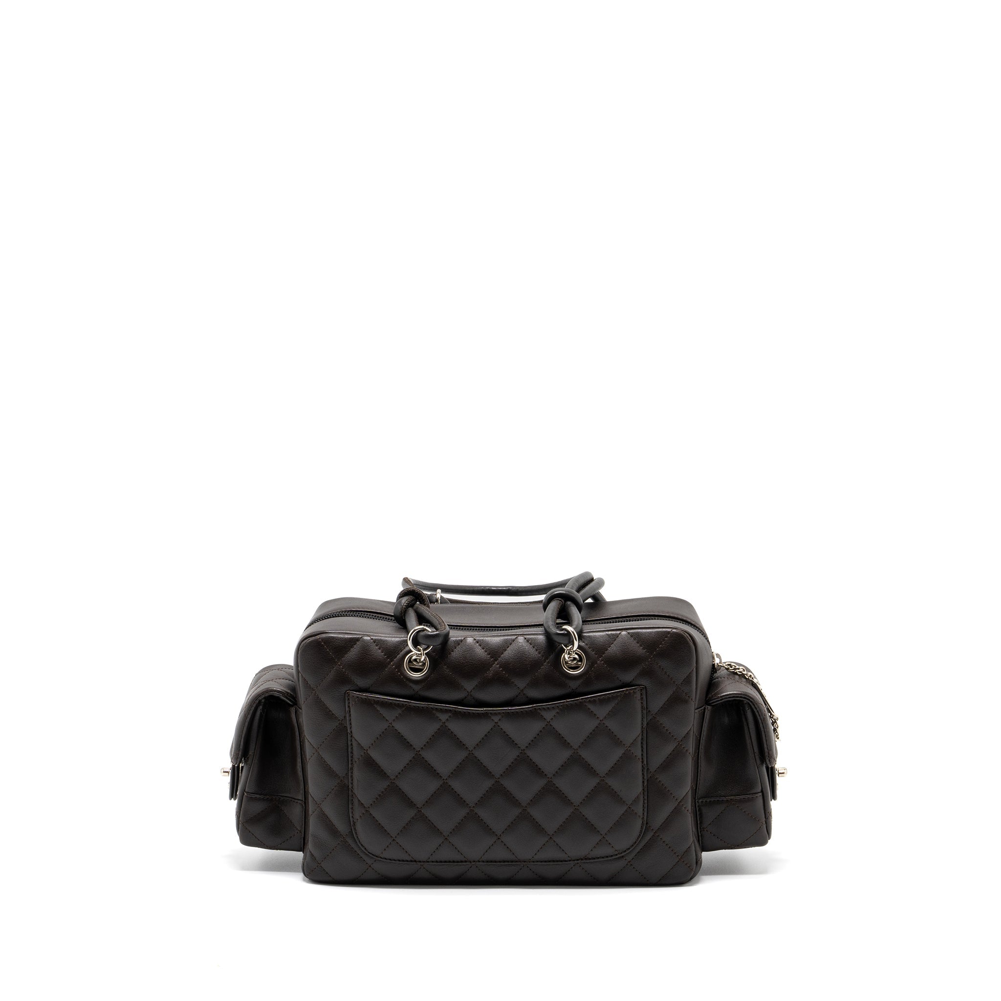 CHANEL VINTAGE CAMBO REPORTER BAG CALFSKIN DARK BROWN SHW