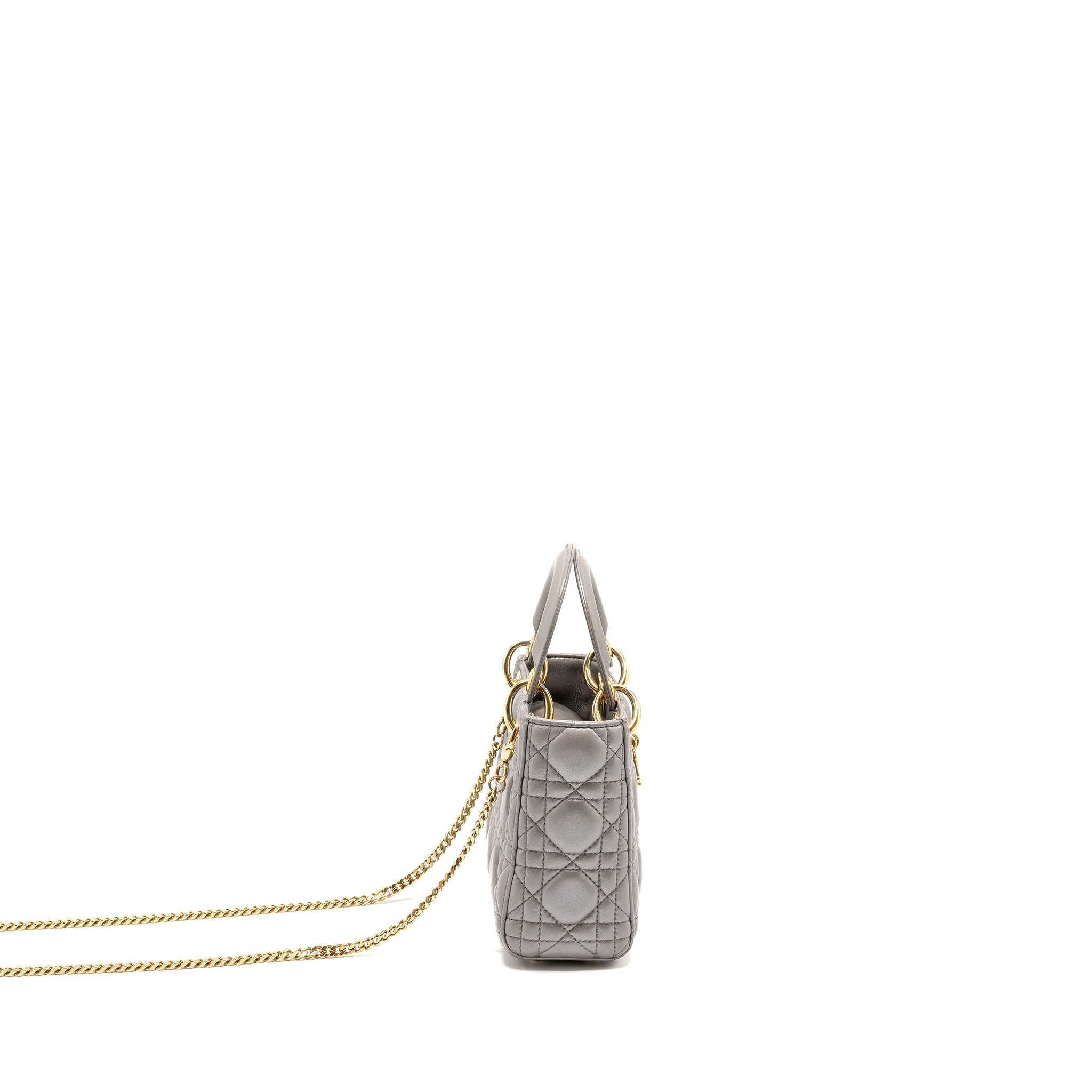 DIOR MINI LADY DIOR LAMBSKIN IRIDESCENT GREY LGHW