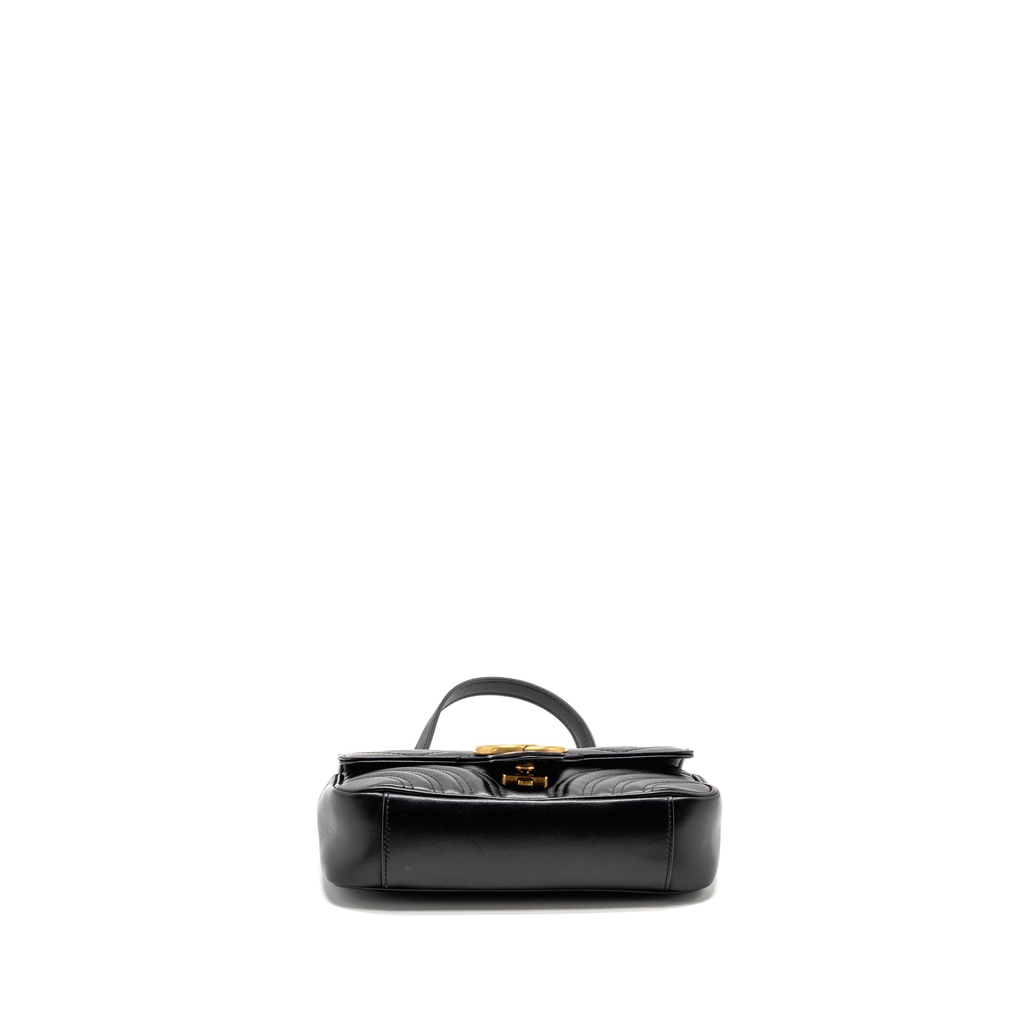GUCCI MINI GG MARMONT SHOULDER BAG CALFSKIN BLACK GHW