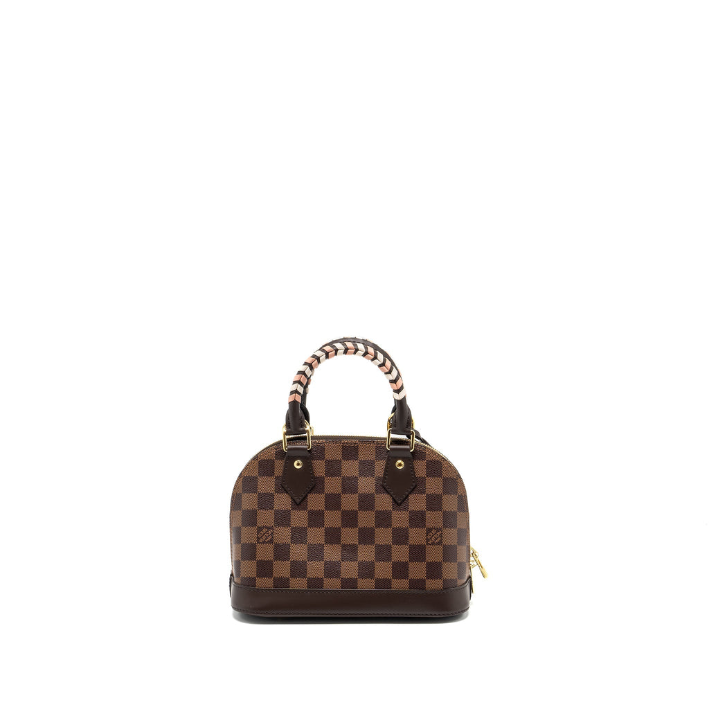 LOUIS VUITTON ALMA BB WITH BRAIDED HANDLES DAMIER EBENE CANVAS GHW