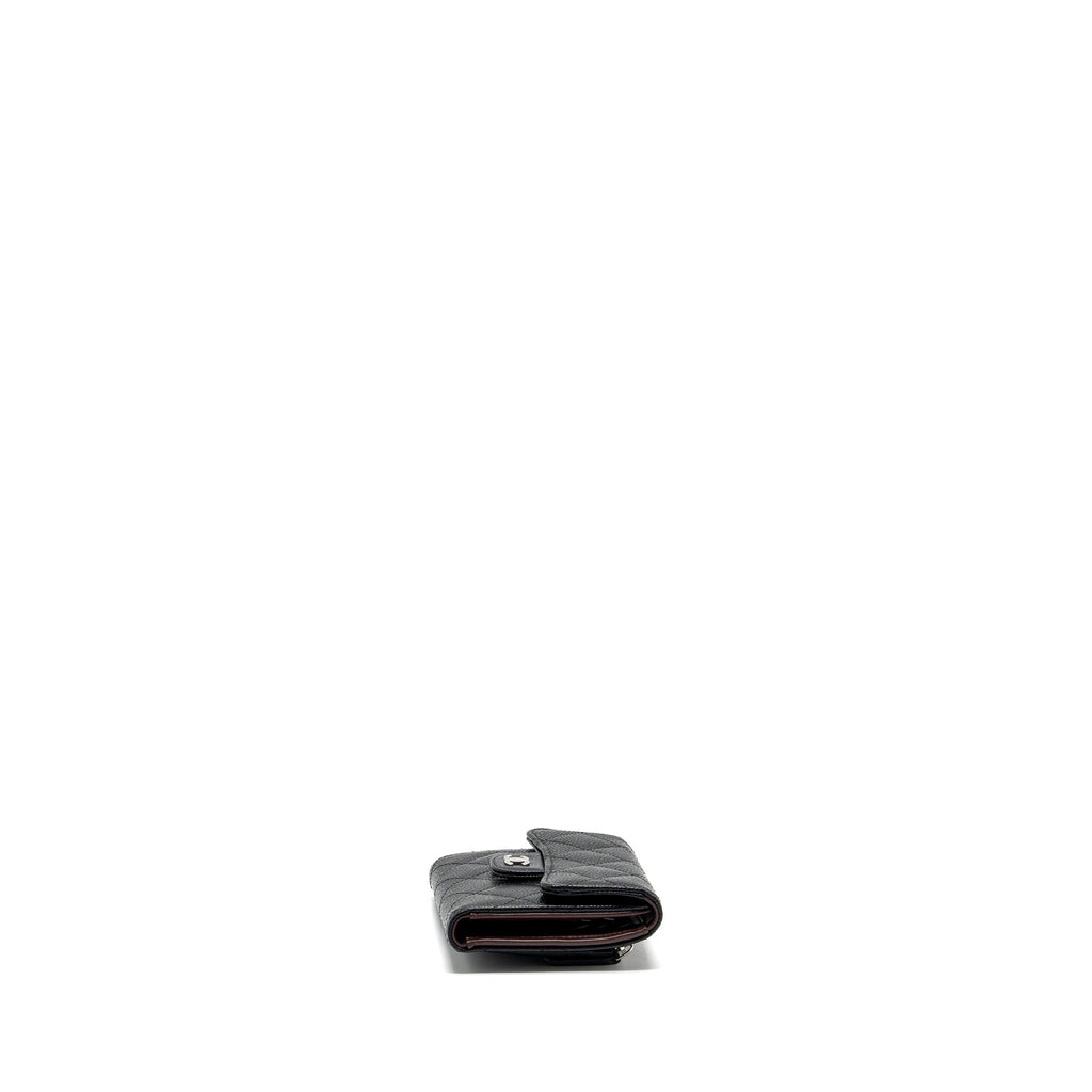 CHANEL SMALL CLASSIC FLAP WALLET CAVIAR BLACK SHW (MICROCHIP)