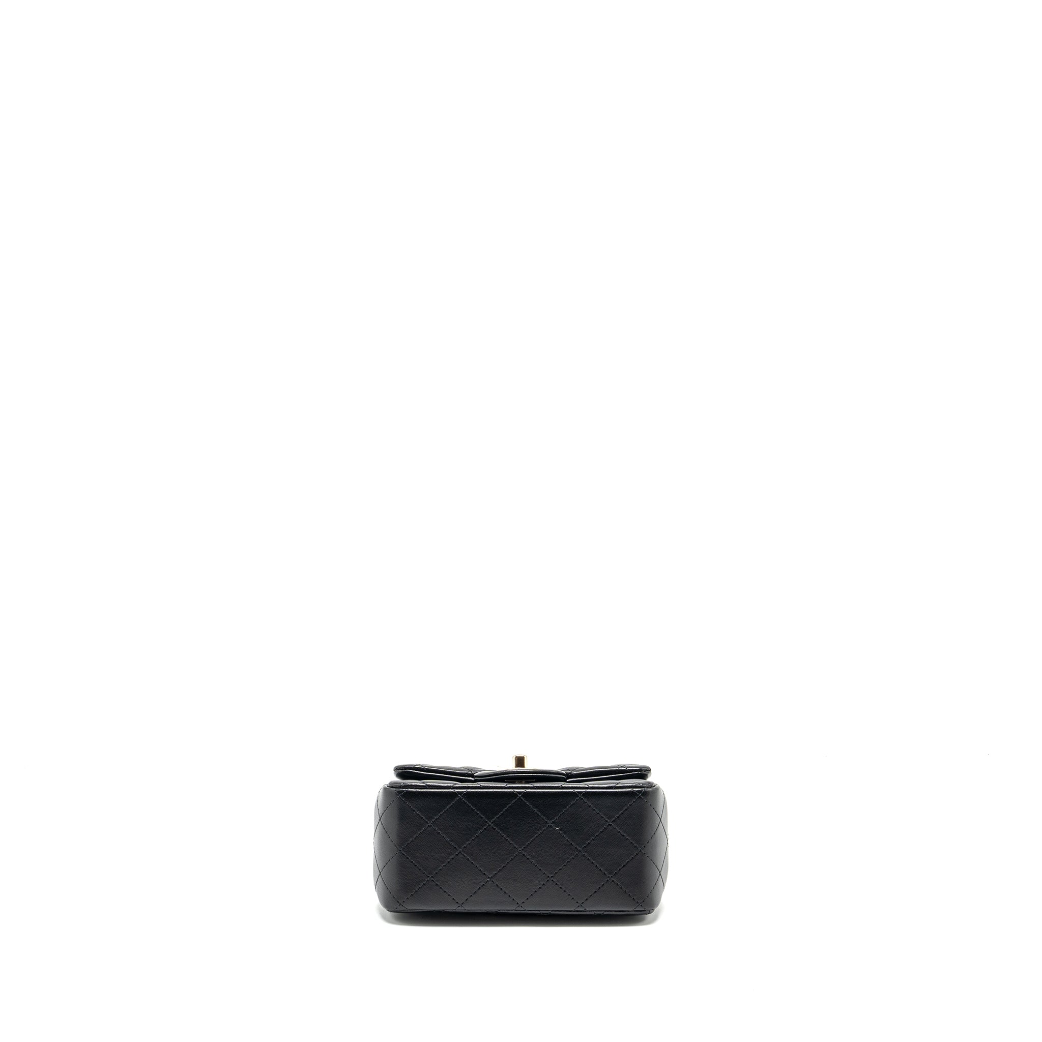 CHANEL MINI SQUARE FLAP BAG LAMBSKIN BLACK LGHW (MICROCHIP)