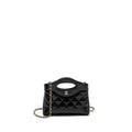 CHANEL MINI 31 CLUTCH WITH CHAIN SHINY LAMBSKIN BLACK LGHW (MICROCHIP)