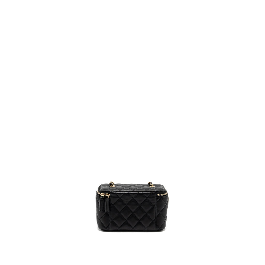 CHANEL LONG VANITY WITH CHAIN LAMBSKIN BLACK LGHW (MICROCHIP)