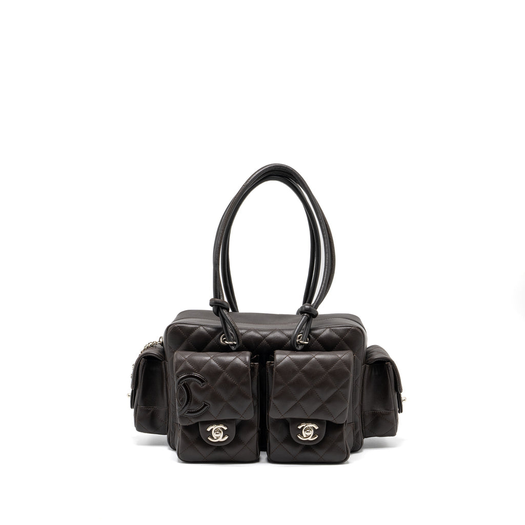 CHANEL VINTAGE CAMBO REPORTER BAG CALFSKIN DARK BROWN SHW