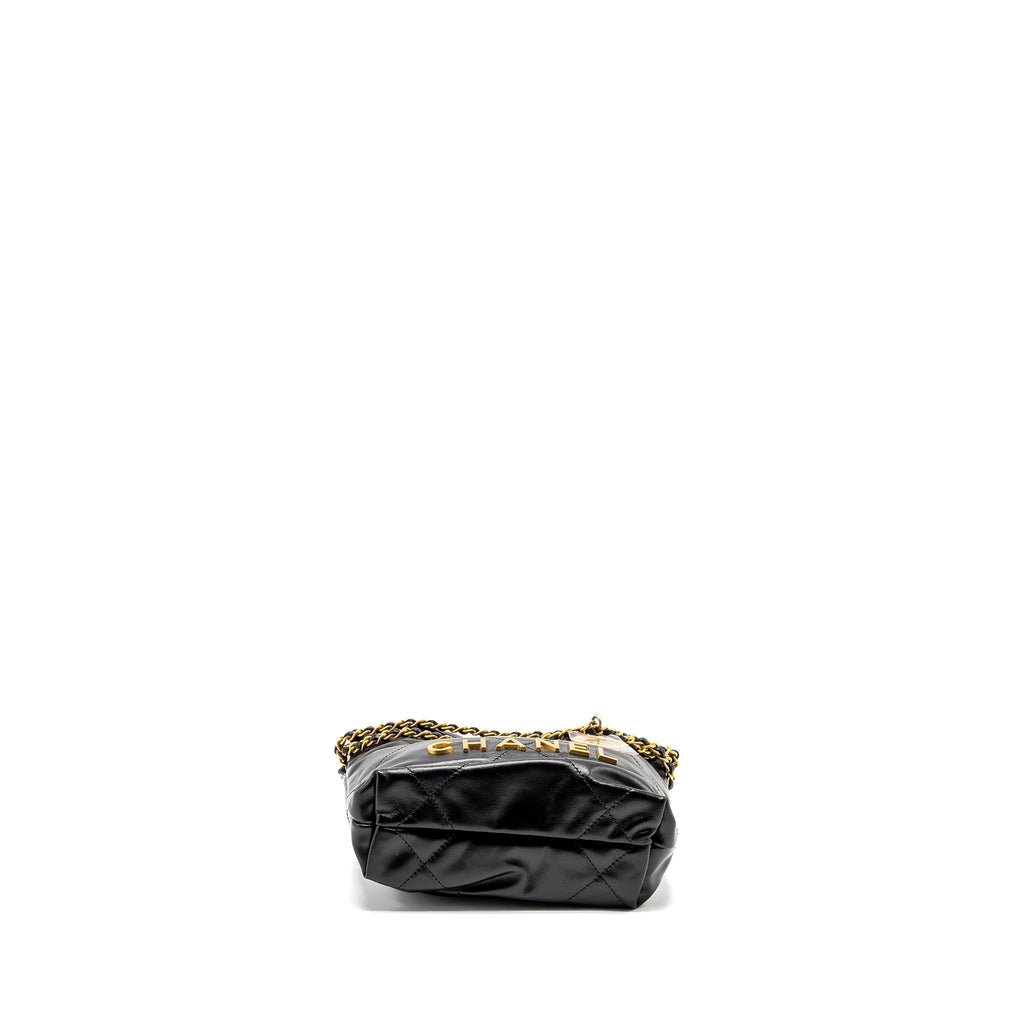 CHANEL MINI 22 BAG CALFSKIN BLACK GHW (MICROCHIP)