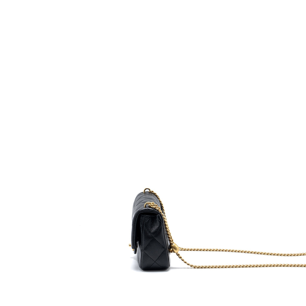 CHANEL 23P COCO LOVE FLAP BAG CAVIAR BLACK GHW (MICROCHIP)