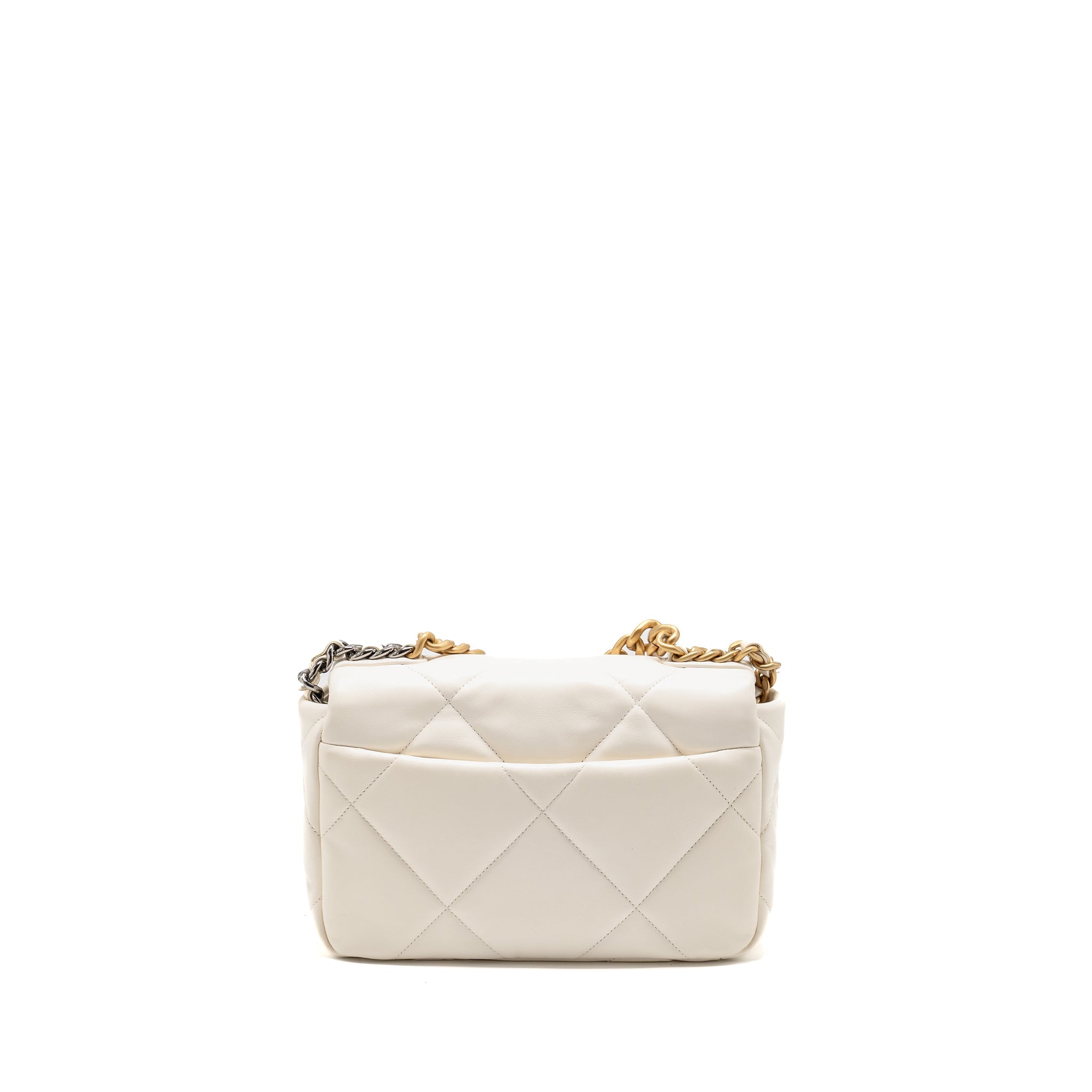 CHANEL SMALL 19 BAG LAMBSKIN WHITE MULTICOLOUR HARDWARE (MICROCHIP)