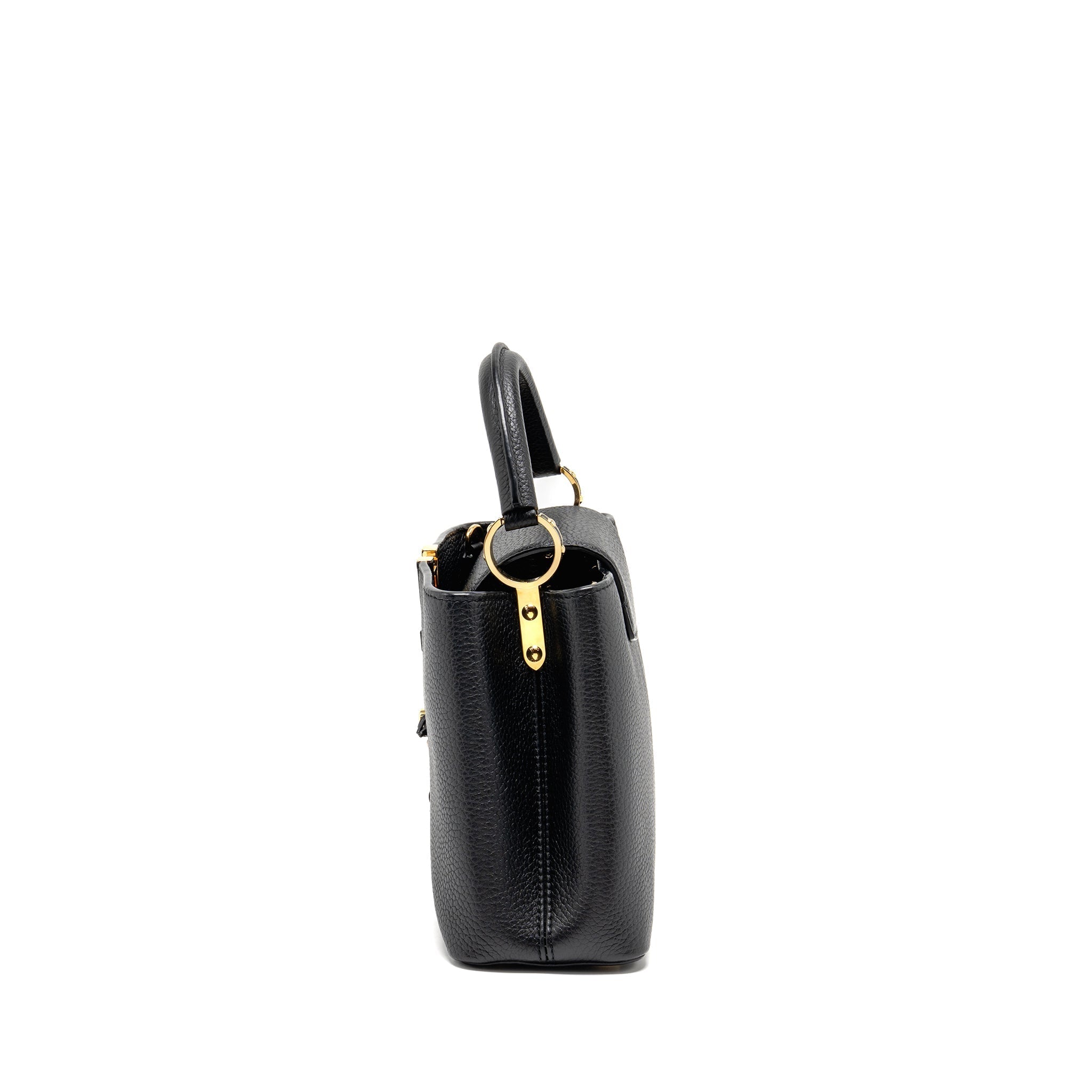 LOUIS VUITTON CAPUCINES BB WITH MONOGRAM FLOWER EMBELLISHMENTS TAURILLON BLACK GHW