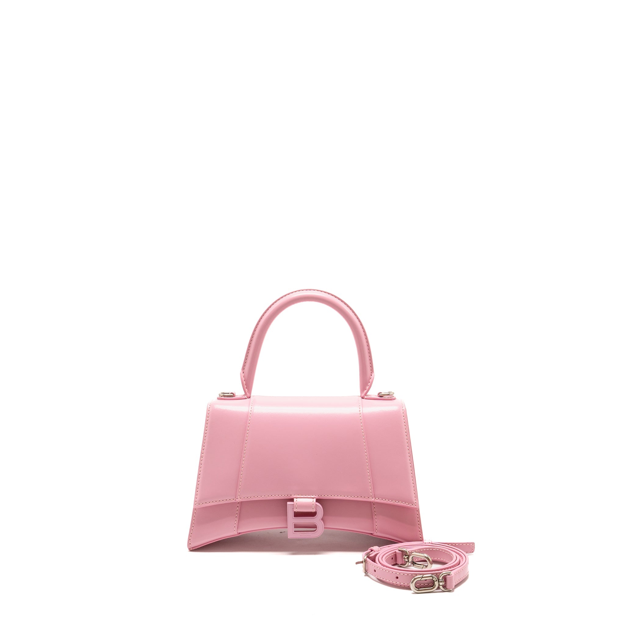 BALENCIAGA SMALL HOURGLASS BAG CALFSKIN PINK SHW