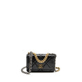 CHANEL 19 WALLET ON CHAIN LAMBSKIN BLACK MULTICOLOUR HARDWARE