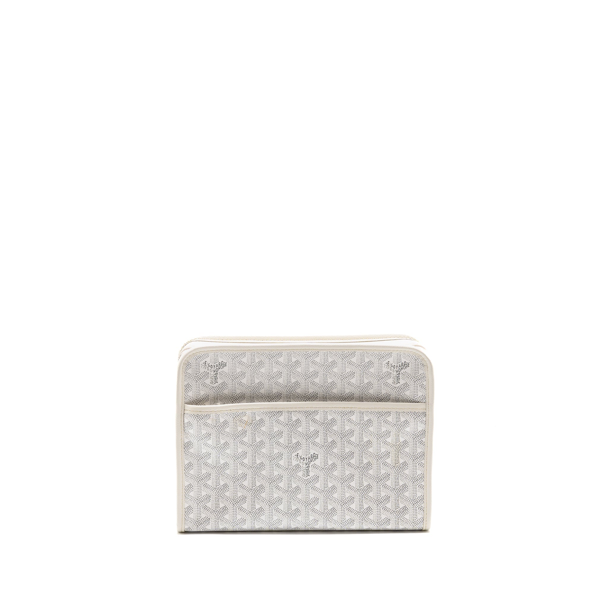 GOYARD JOUVENCE MM TOILETRY BAG GOYARDINE CANVAS WHITE SHW