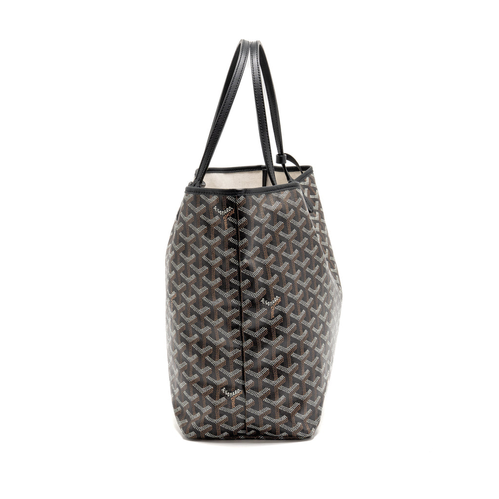 GOYARD SAINT LOUIS PM TOTE BAG GOYARDINE CANVAS/CALFSKIN BLACK