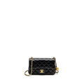 CHANEL 24K PEARL CRUSH MINI RECTANGULAR FLAP BAG SHINY LAMBSKIN BLACK GHW (MICROCHIP)
