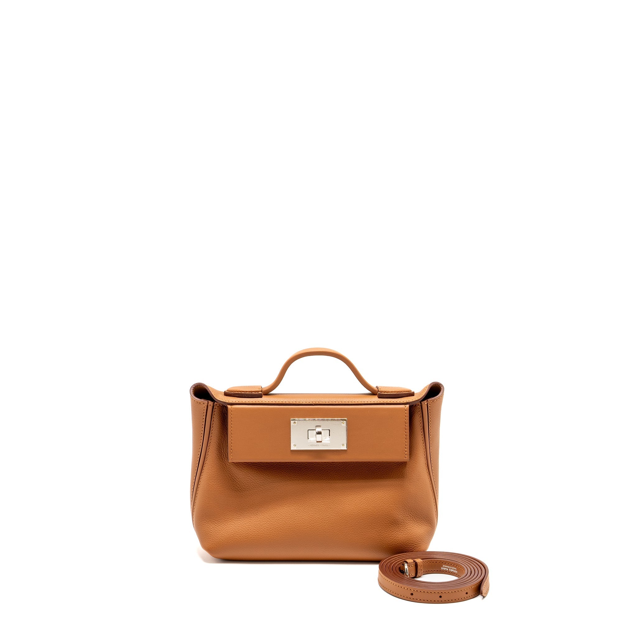 HERMES MINI 24/24 2424-21 BAG EVERCOLOR/SWIFT GOLD SHW