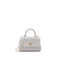 CHANEL SMALL COCO HANDLE CAVIAR LIGHT GREY LGHW