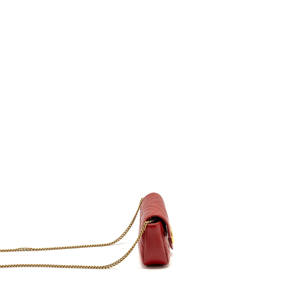 GUCCI MINI GG MARMONT CALFSKIN RED GHW