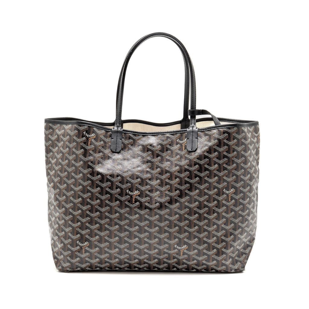 GOYARD SAINT LOUIS PM TOTE BAG GOYARDINE CANVAS/CALFSKIN BLACK