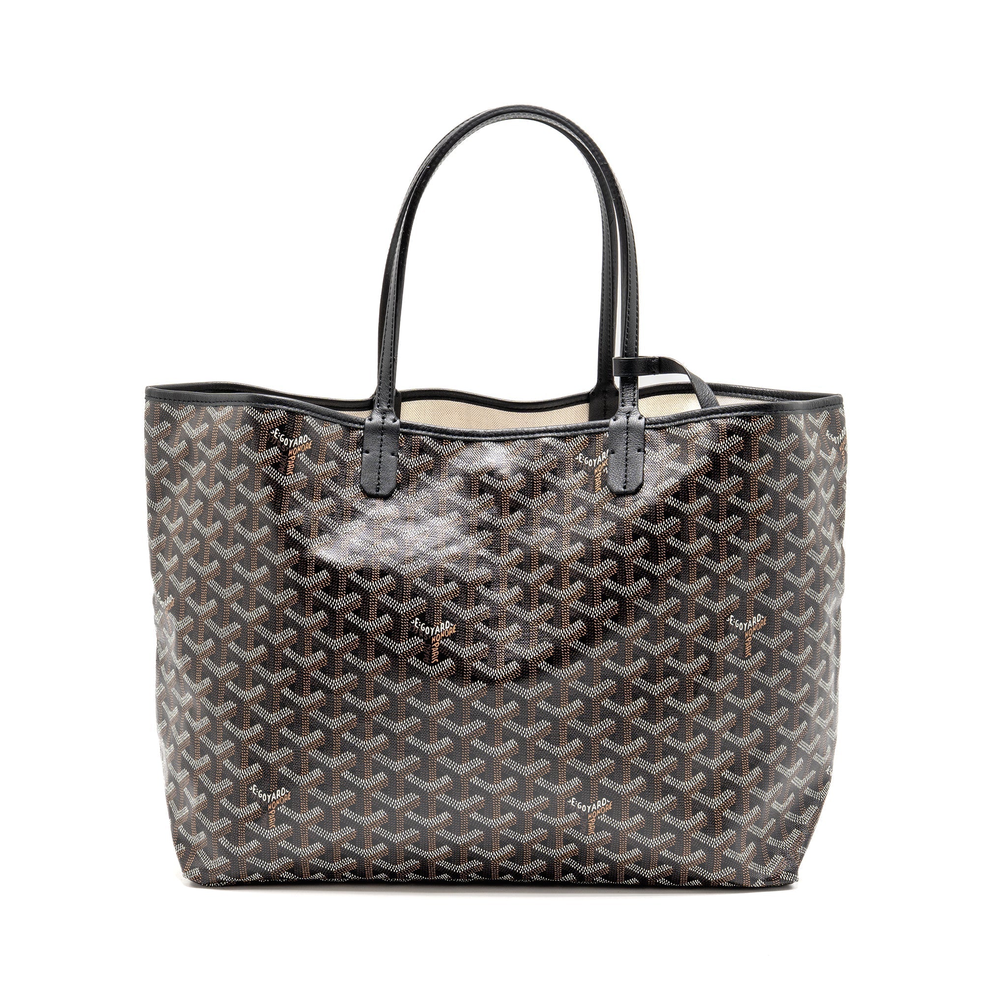 GOYARD SAINT LOUIS PM TOTE BAG GOYARDINE CANVAS/CALFSKIN BLACK