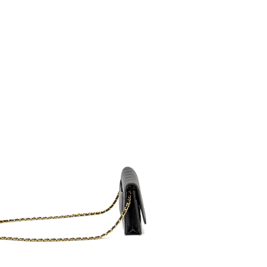 CHANEL CLASSIC WALLET ON CHAIN CAVIAR BLACK GHW