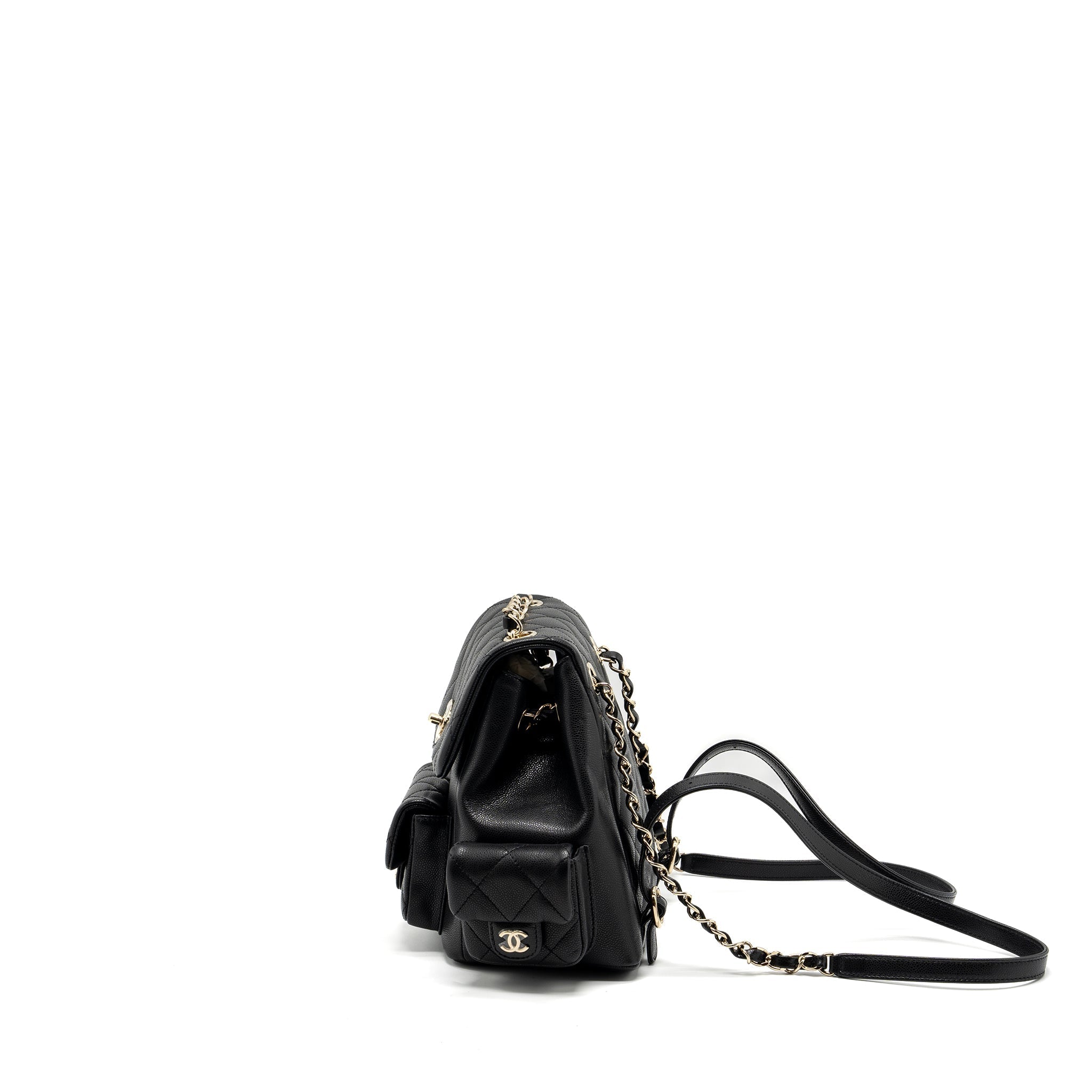 CHANEL 23K TRIPLE POCKET BACKPACK CAVIAR BLACK LGHW (MICROCHIP)