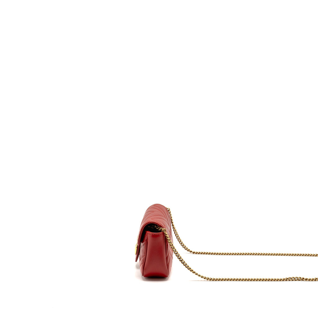 GUCCI MINI GG MARMONT CALFSKIN RED GHW