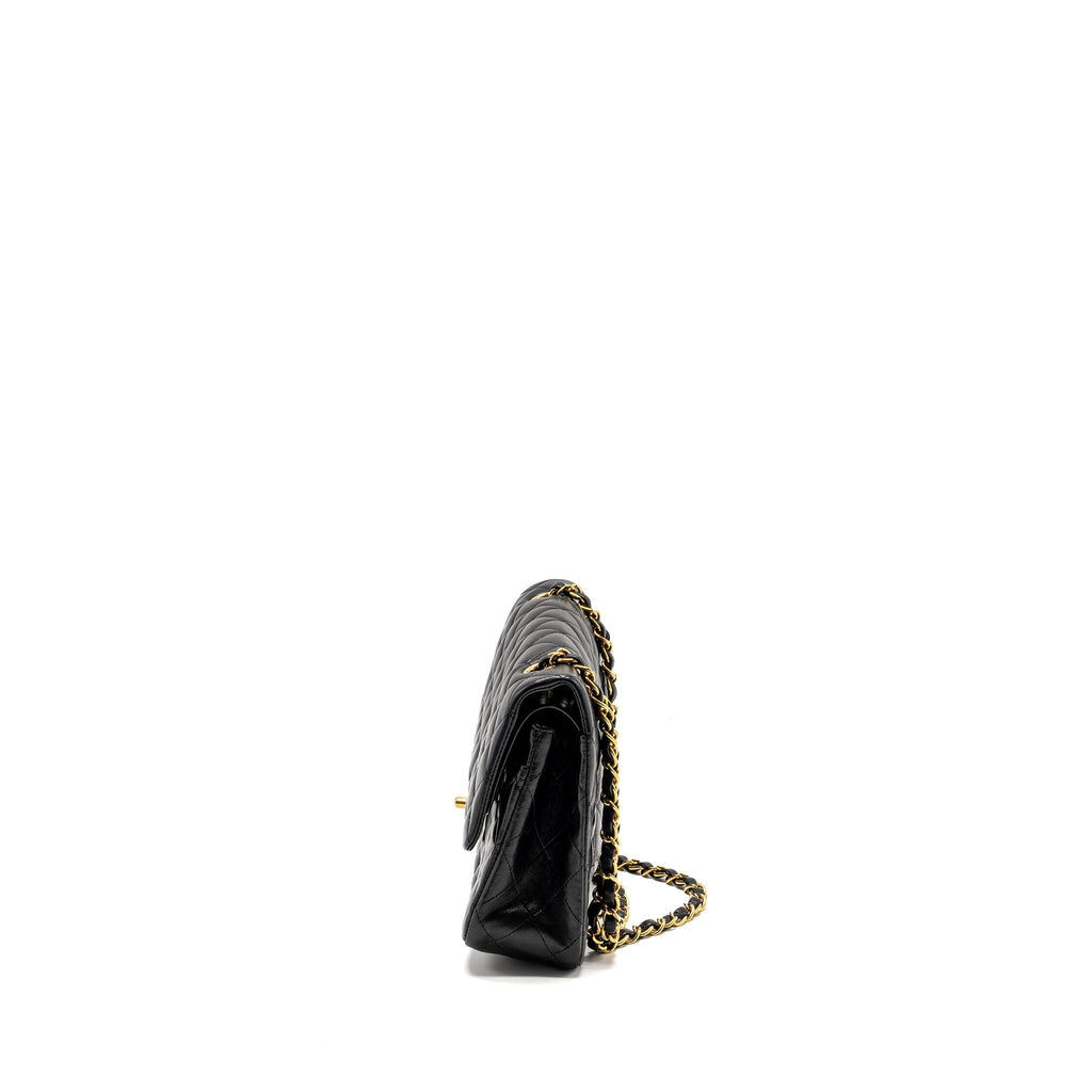 CHANEL MEDIUM CLASSIC DOUBLE FLAP BAG LAMBSKIN BLACK GHW