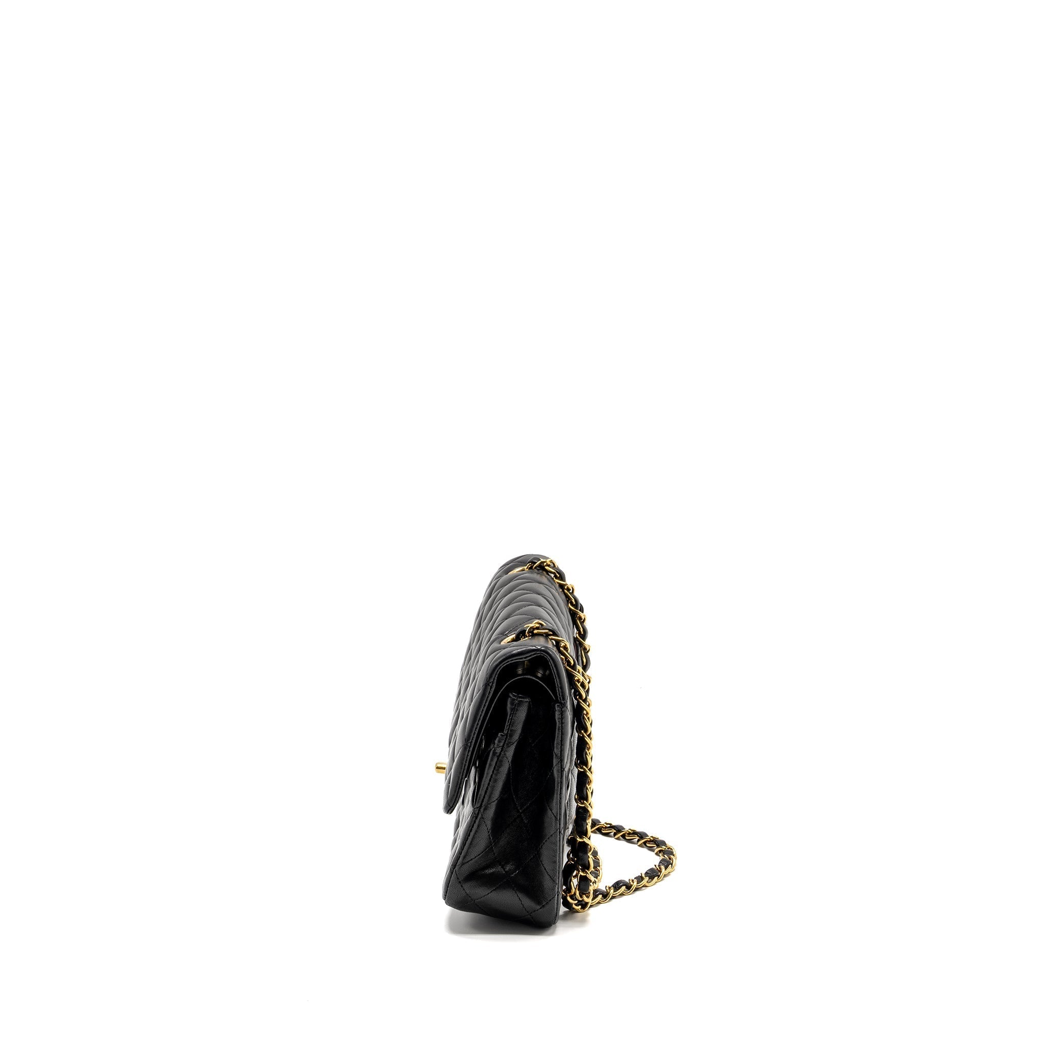 CHANEL MEDIUM CLASSIC DOUBLE FLAP BAG LAMBSKIN BLACK GHW