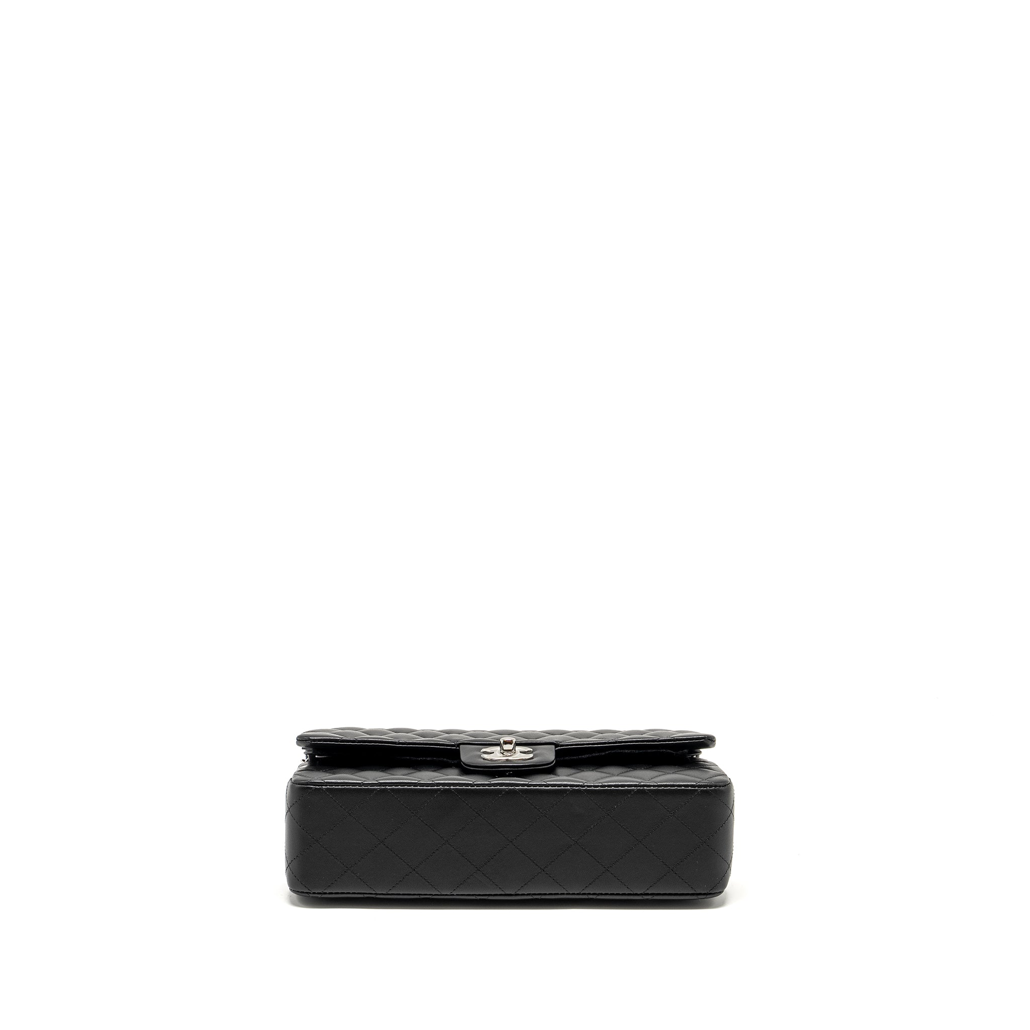CHANEL MEDIUM CLASSIC DOUBLE FLAP BAG LAMBSKIN BLACK SHW (MICROCHIP)