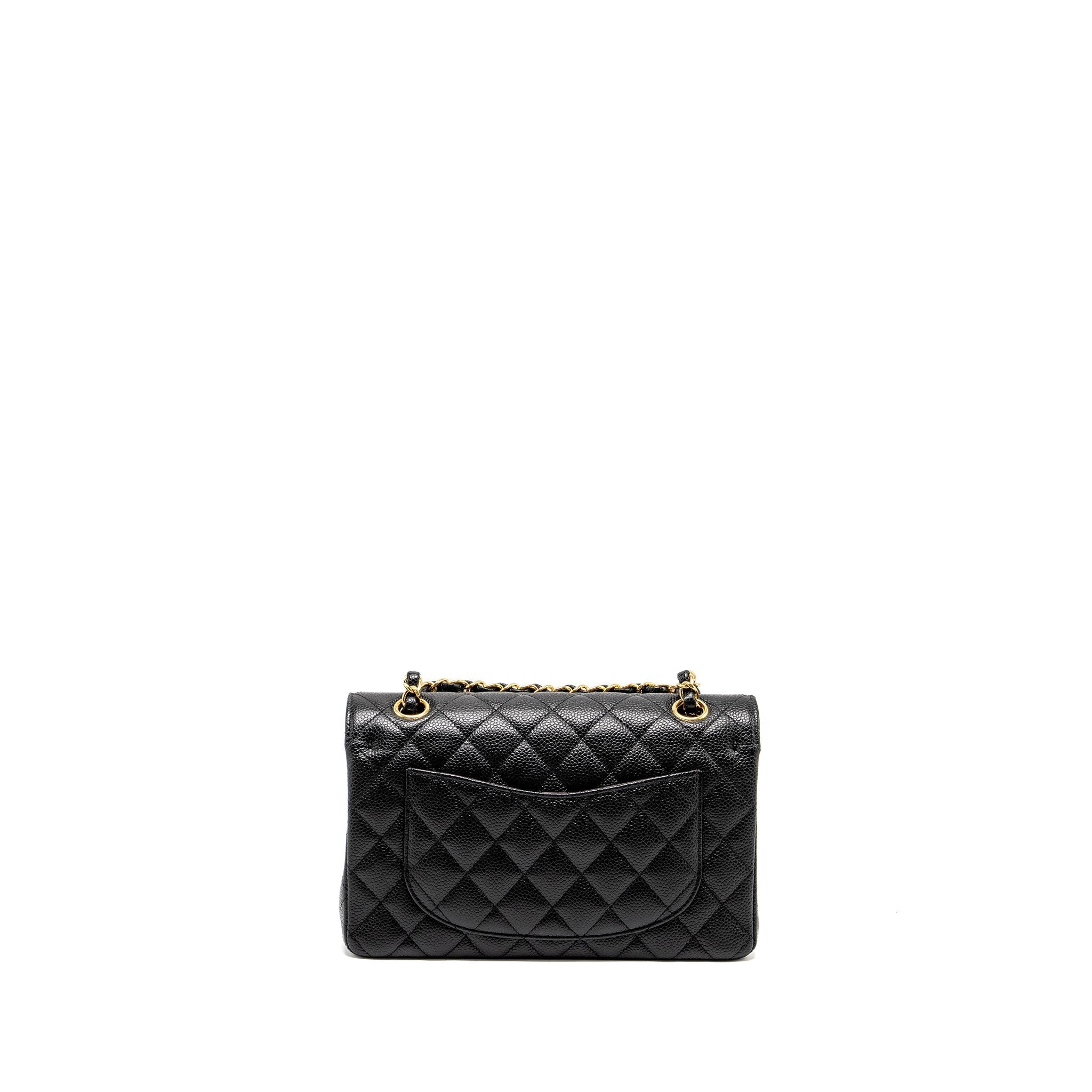 CHANEL SMALL CLASSIC DOUBLE FLAP BAG CAVIAR BLACK GHW (MICROCHIP)