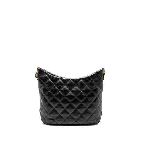 CHANEL 22K HOBO SHOULDER BAG LAMBSKIN BLACK GHW (MICROCHIP)