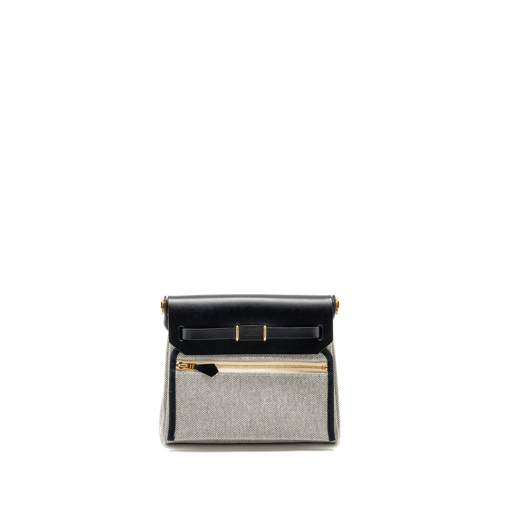 HERMES HERBAG MINI CANVAS/COWHIDE BLACK/ECRU GHW