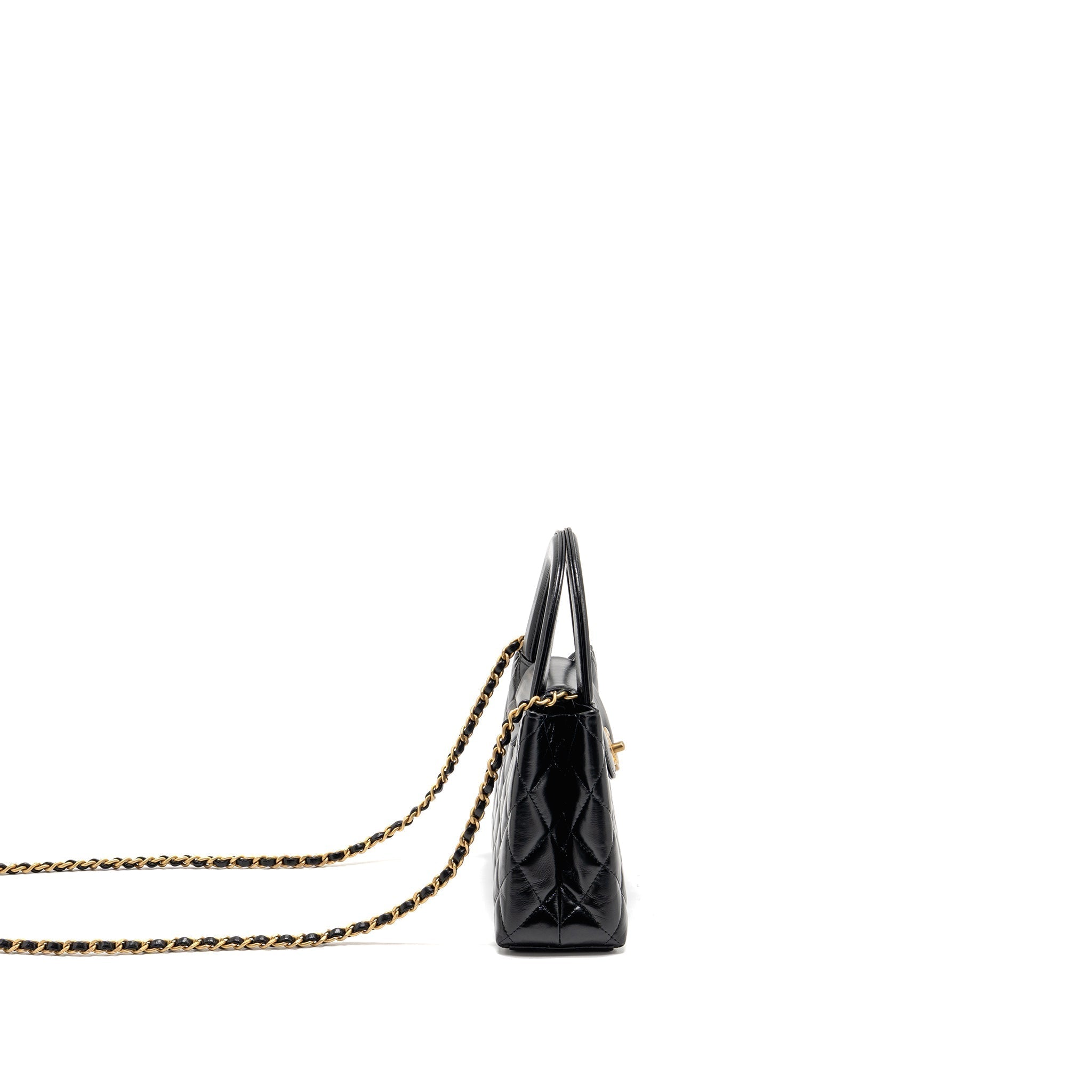 CHANEL MINI KELLY SHOPPING TOTE BAG CALFSKIN BLACK GHW (MICROCHIP)