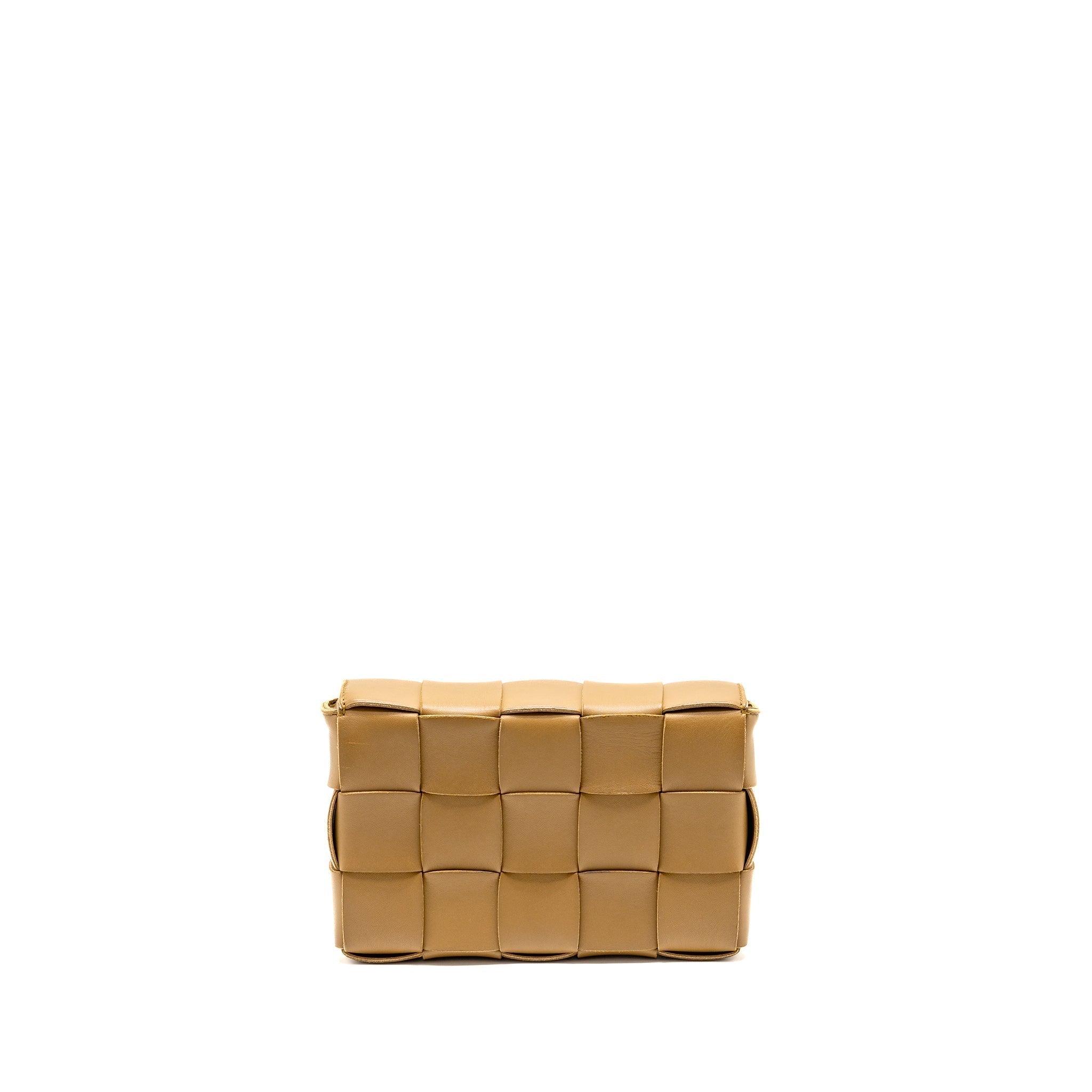 BOTTEGA VENETA SMALL CASSETTE BAG LAMBSKIN CARAMEL GHW