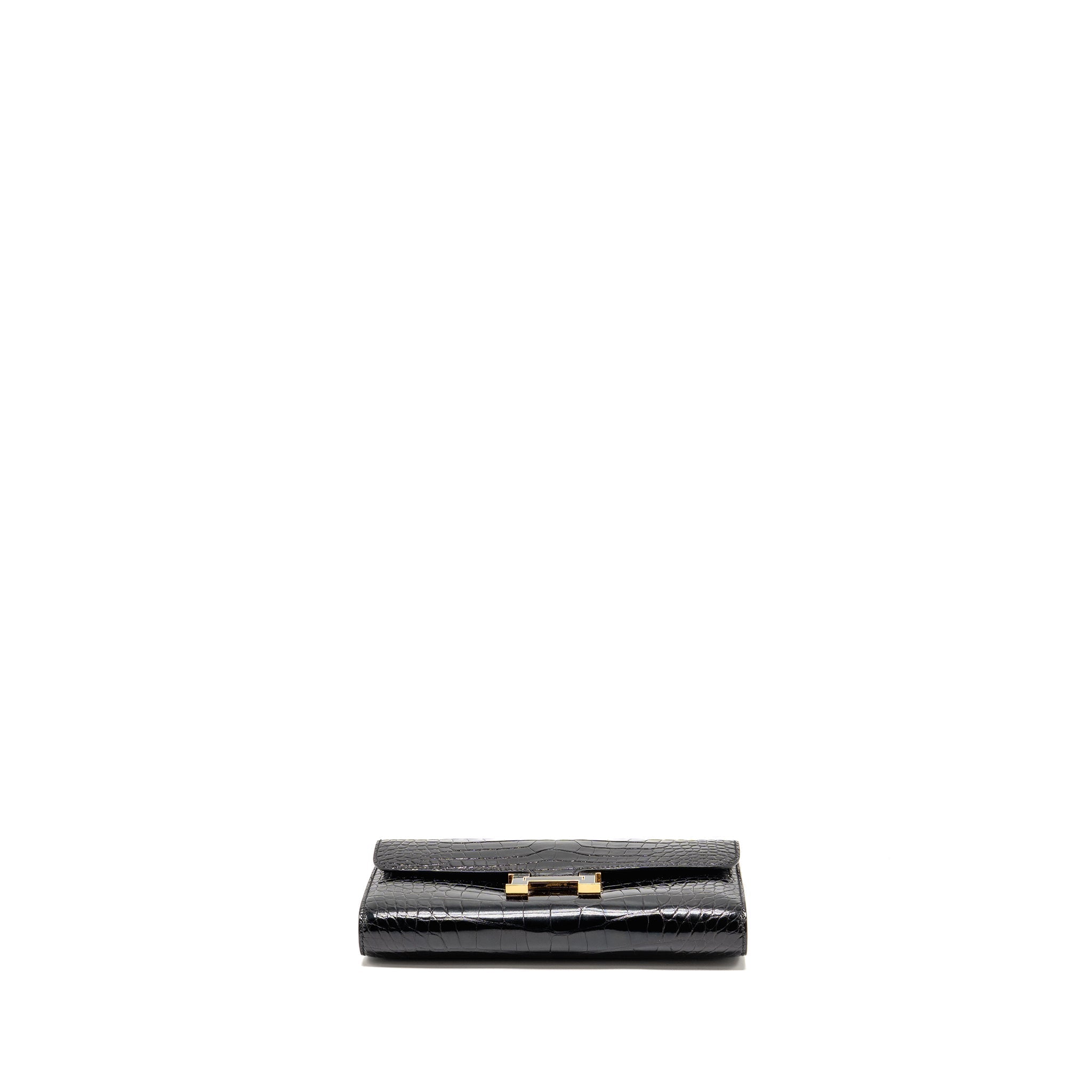 HERMES CONSTANCE TO GO ALLIGATOR MISSISSIPPIENSIS BLACK WITH BLACK HARDWARE