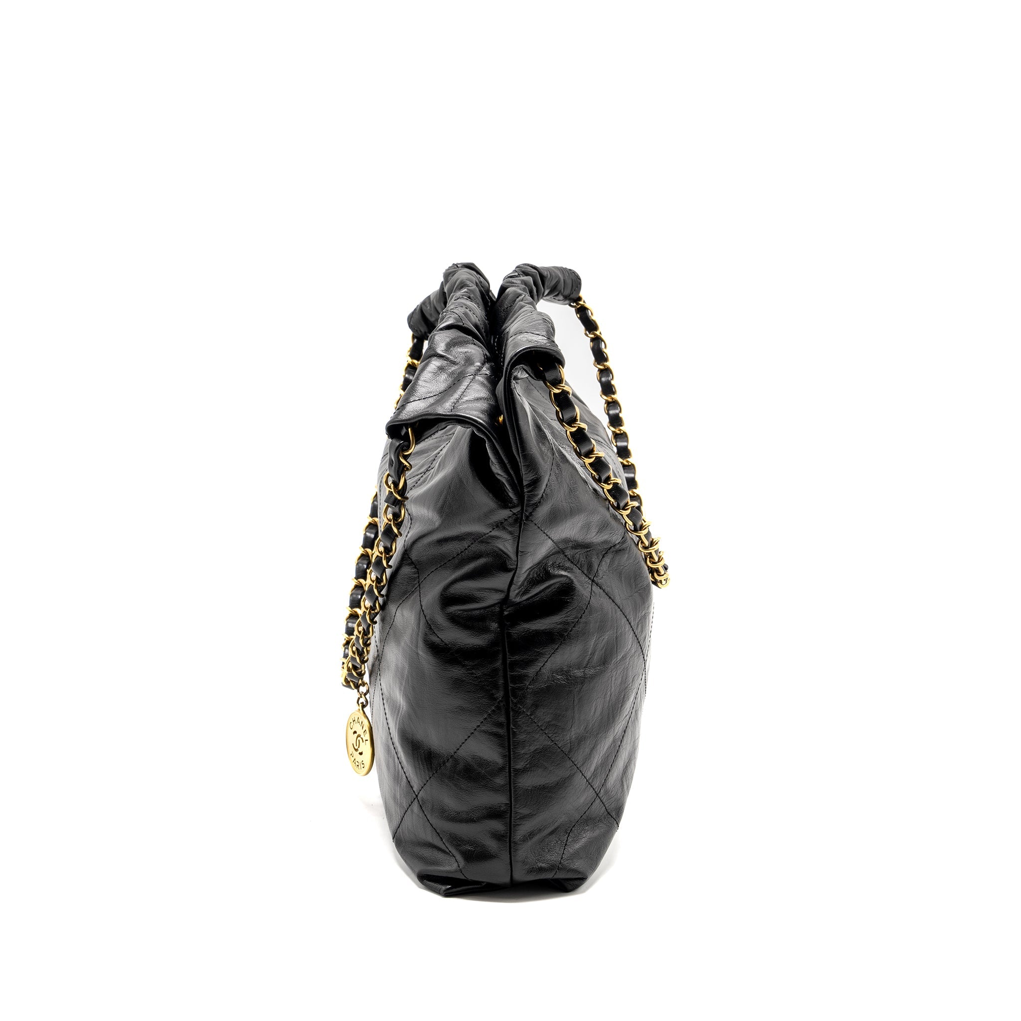 CHANEL 23A MEDIUM 22 BAG CALFSKIN BLACK GHW (MICROCHIP)