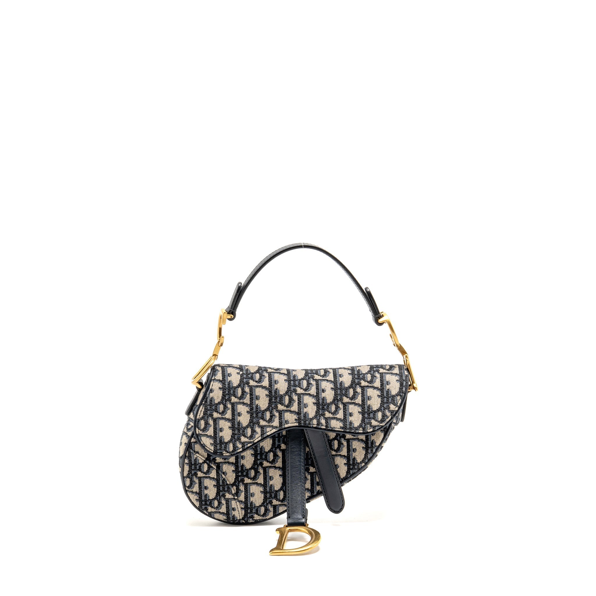 DIOR MINI SADDLE BAG BLUE OBLIQUE JACQUARD CANVAS GHW