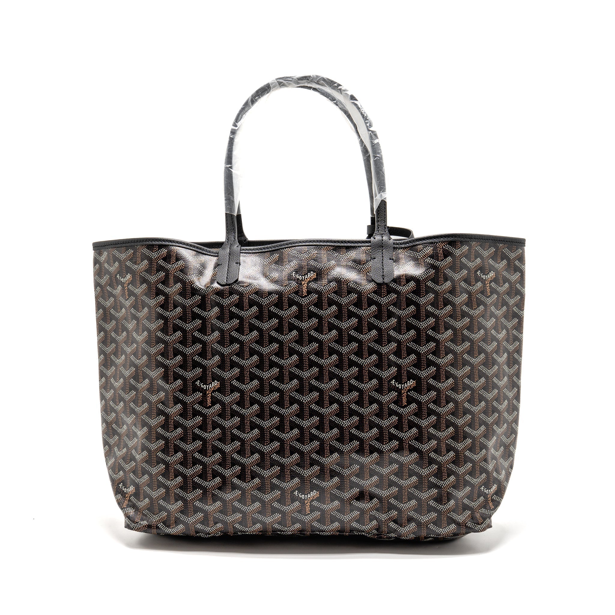 GOYARD SAINT LOUIS PM TOTE BAG GOYARDLINE CANVAS BLACK SHW