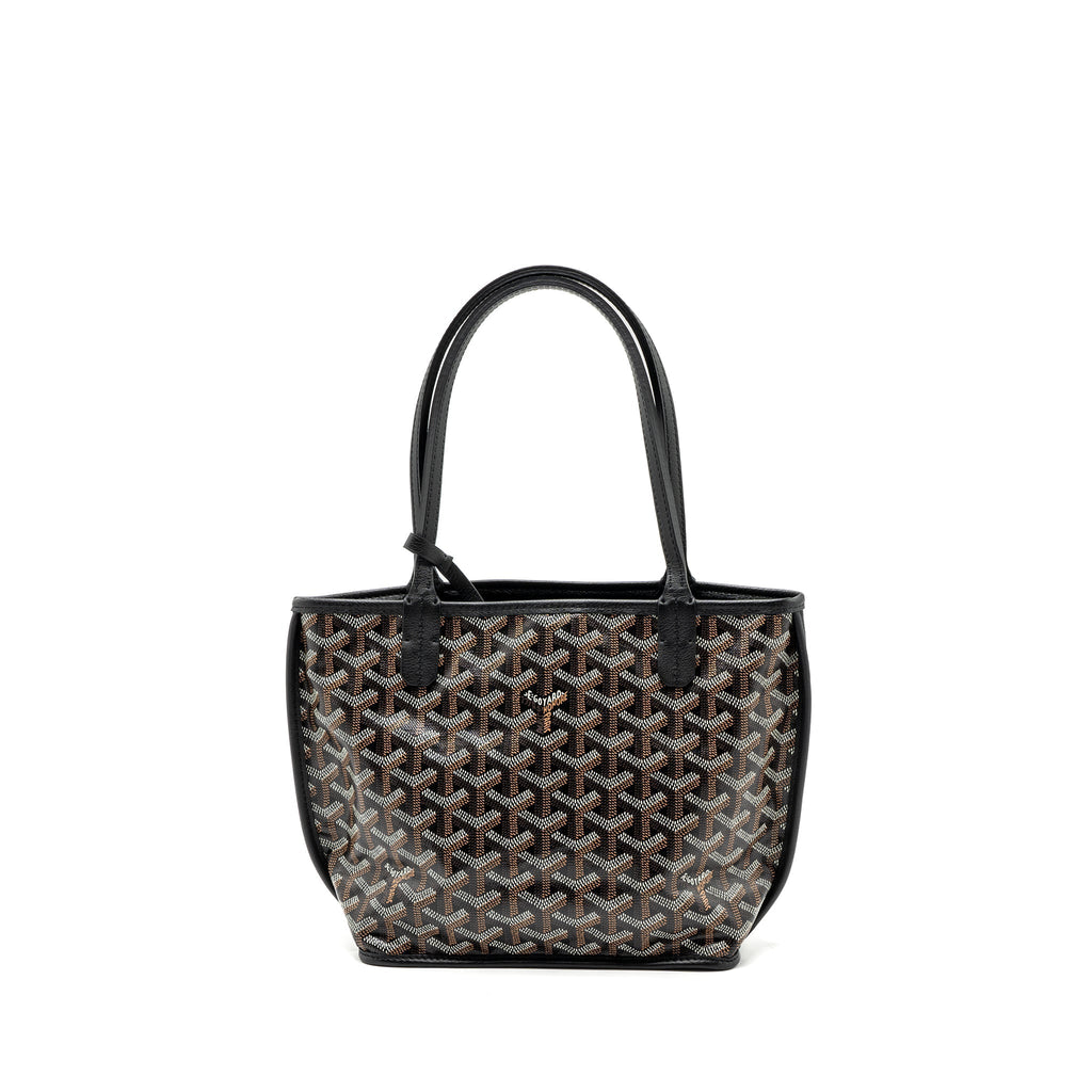 GOYARD MINI ANJOU TOTE BAG GOYARDLINE CANVAS BLACK SHW