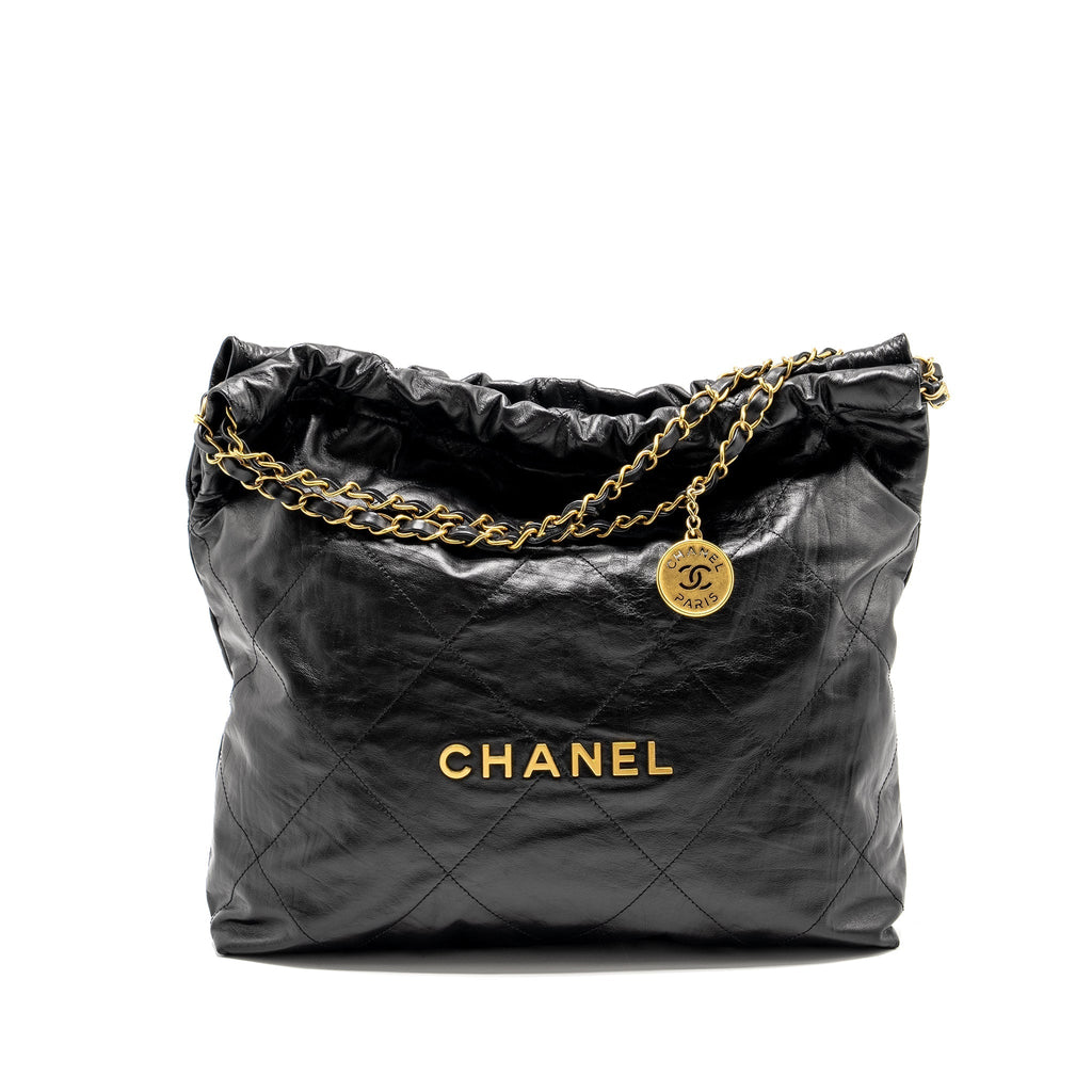 CHANEL 23A MEDIUM 22 BAG CALFSKIN BLACK GHW (MICROCHIP)
