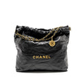 CHANEL 23A MEDIUM 22 BAG CALFSKIN BLACK GHW (MICROCHIP)