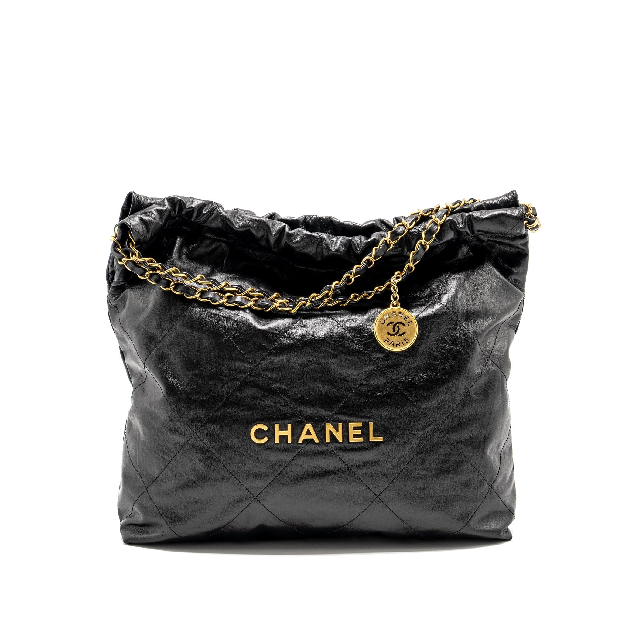 CHANEL 23A MEDIUM 22 BAG CALFSKIN BLACK GHW (MICROCHIP)