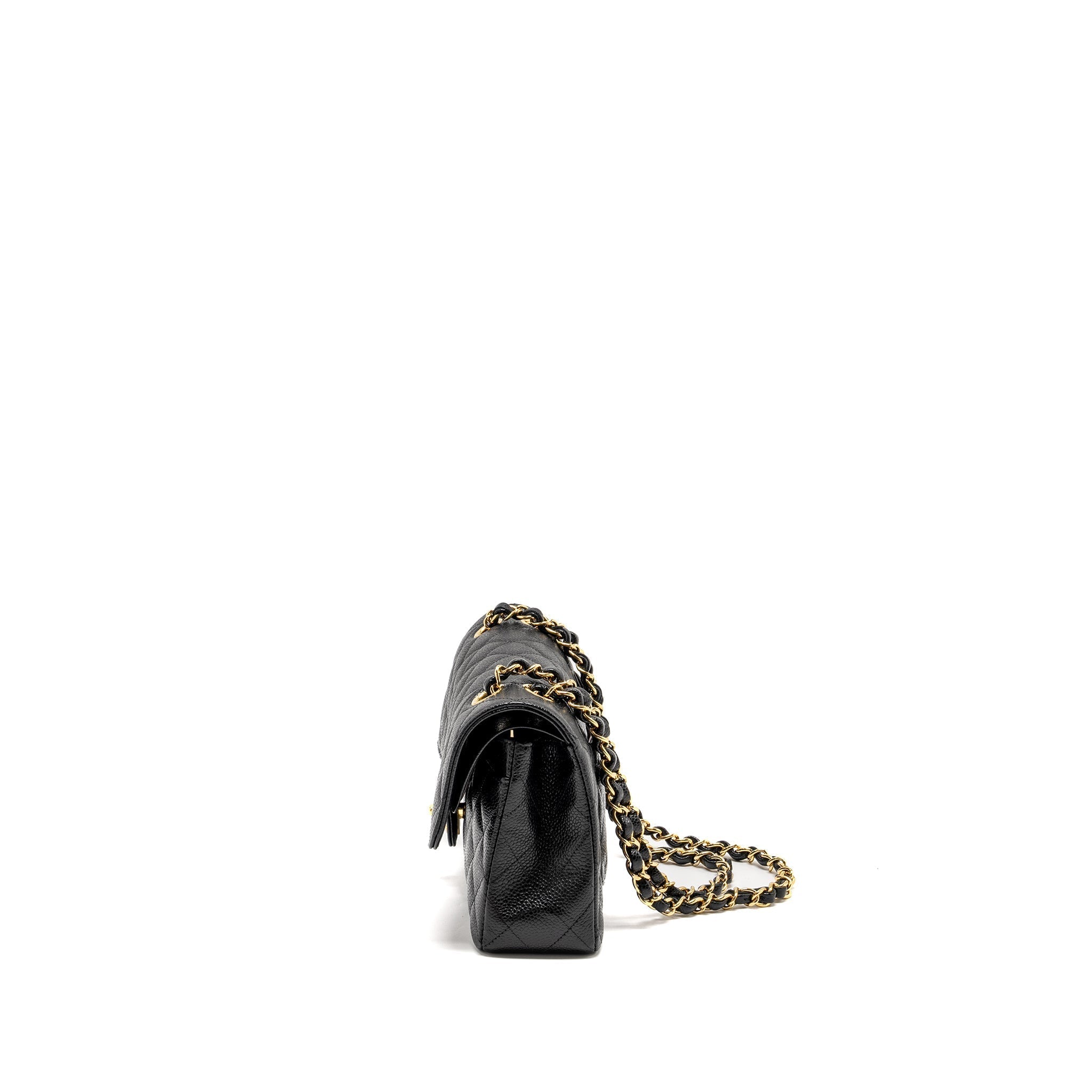 CHANEL SMALL CLASSIC DOUBLE FLAP BAG CAVIAR BLACK GHW (MICROCHIP)
