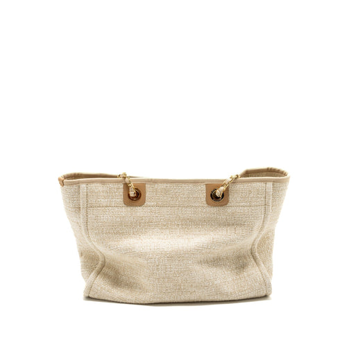 CHANEL DEAUVILLE BAG CANVAS/ LEATHER LIGHT BEIGE GHW