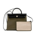 HERMES HERBAG 31 ZIP BAG TOLIE H BERLINE CANVAS/VACHE HUNTER LICHEN/ECRU-BEIGE/BLACK SHW
