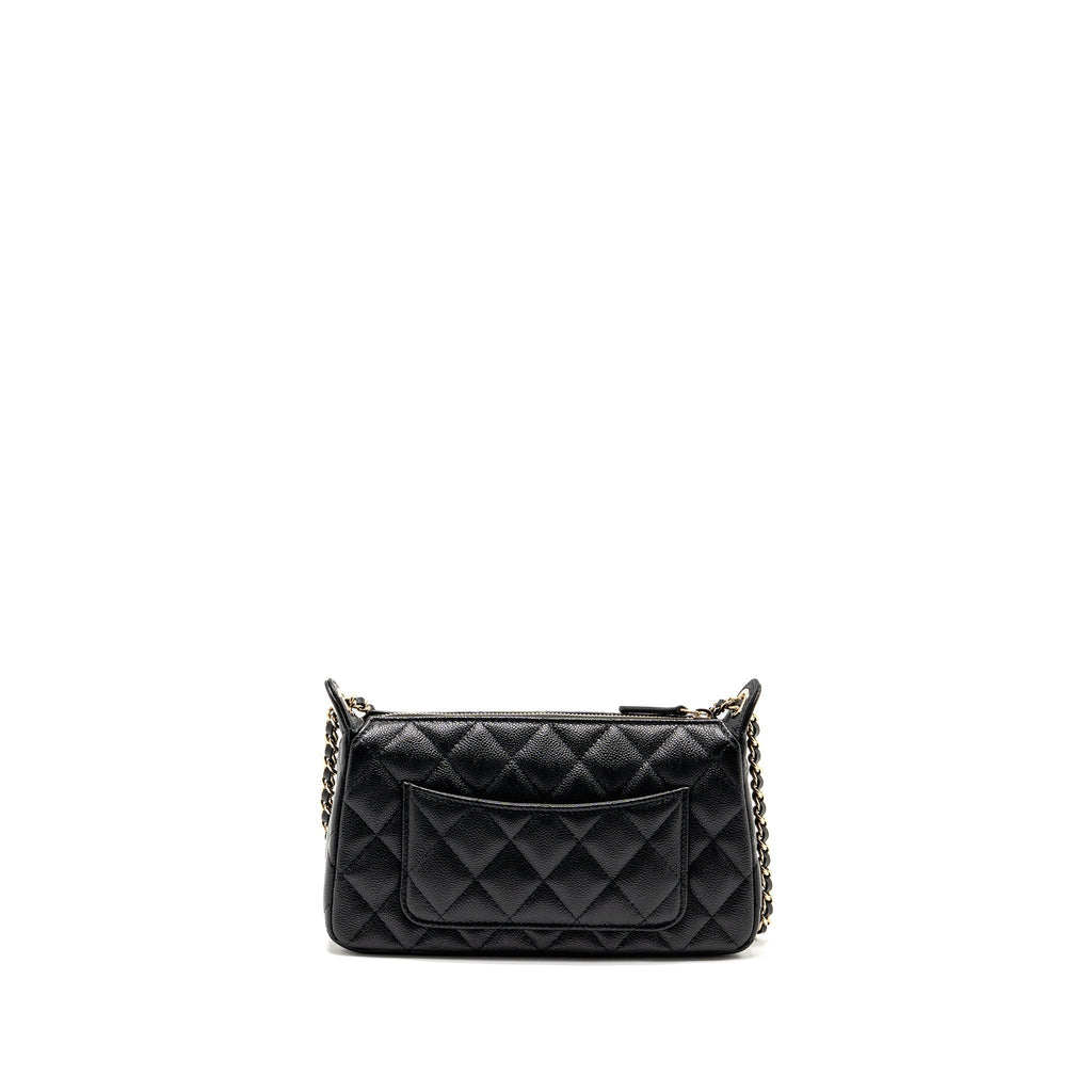 CHANEL CLUTCH BAG WITH CHAIN CAVIAR BLACK LGHW (MICROCHIP)