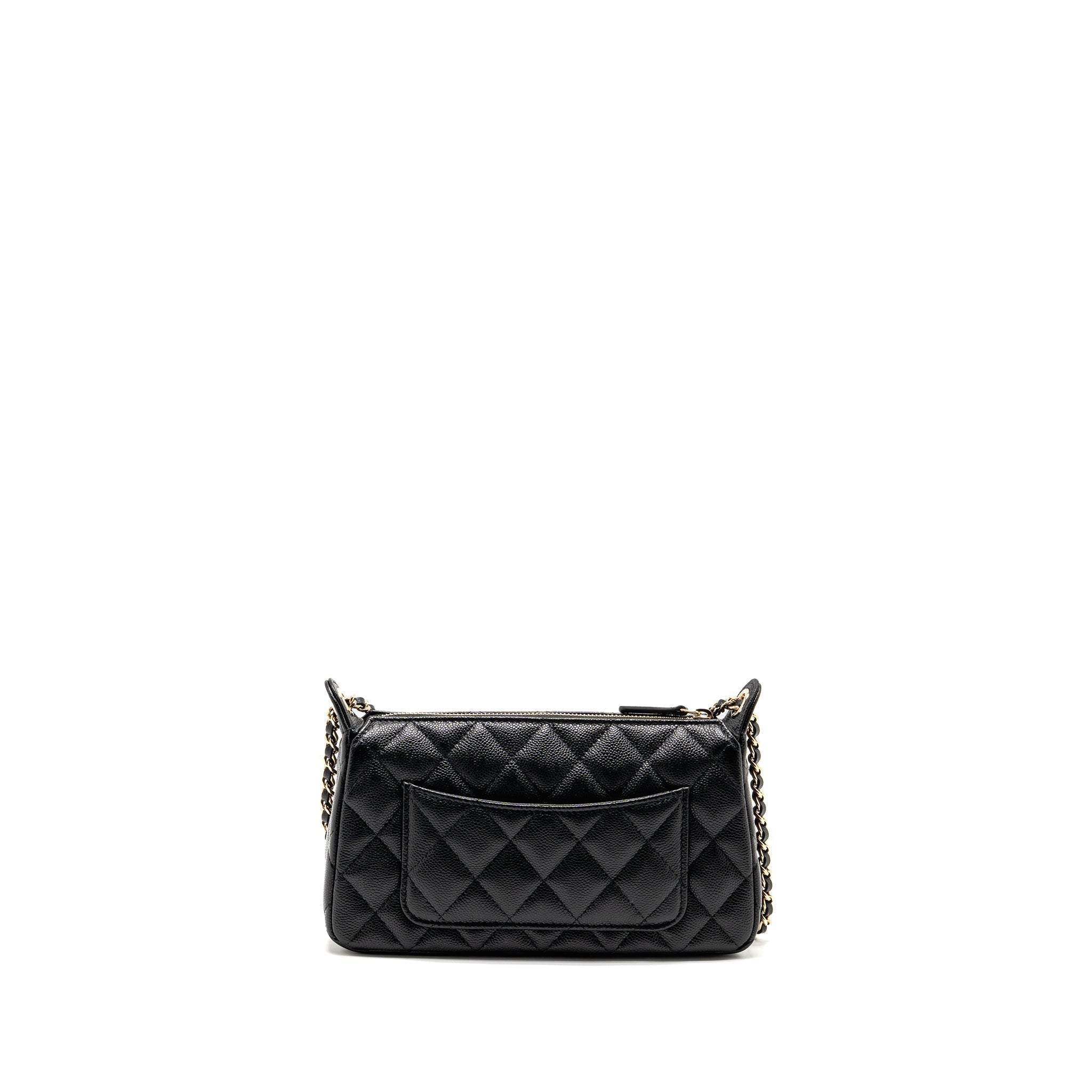CHANEL CLUTCH BAG WITH CHAIN CAVIAR BLACK LGHW (MICROCHIP)